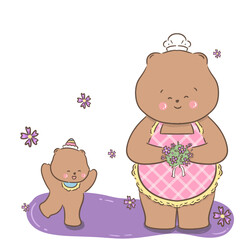 a little bear with momy