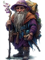 Obraz premium A Wise and Weathered Dwarf on a Journey