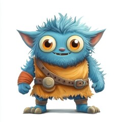 Friendly Blue Furry Creature with Big Eyes