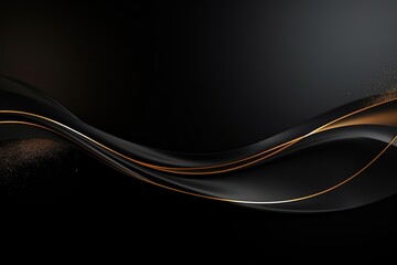 Abstract black and gold wave background with glitter.