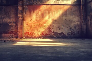 Fototapeta premium Sunbeams Illuminating Abandoned Warehouse