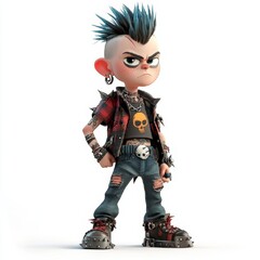 Naklejka premium Punk Rock Cartoon Character Posing