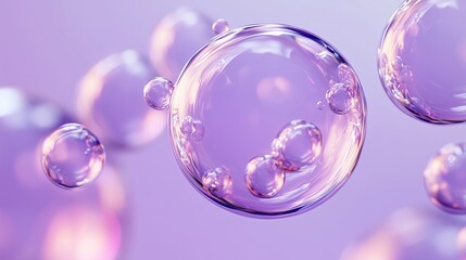 Ethereal Floating Bubbles in Dreamy Purple Background