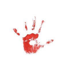 Watercolor, Acrylic Red kids Handprint Isolated on White Background. Isolated Children, Adult Palm Print. Kids Hand Print Crafts.