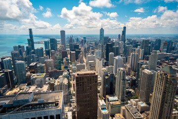 Chicago, Illinois, USA - Aug 15, 2019: City view from above