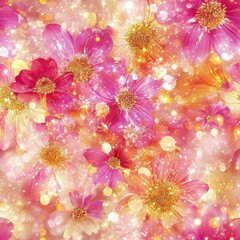 Fototapeta premium A flowery background with gold and pink colors