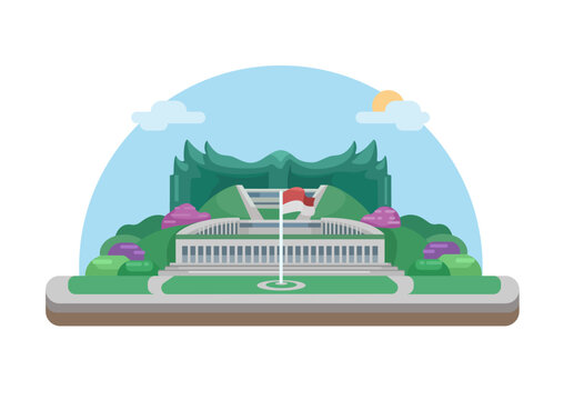 IKN Indonesia Nusantara New Capital City Of Indonesia Building Illustration Vector