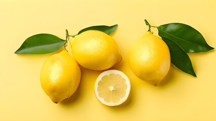 Lemons on yellow background
