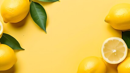 Lemons on yellow background
