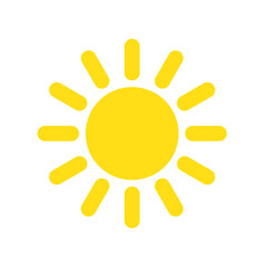 Sun icon in flat style, simple yellow sun.
