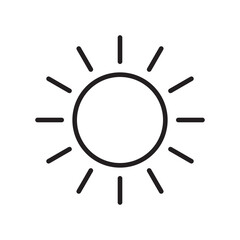 Sun line icon, sun symbol isolated on white.