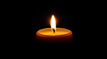 A single candle burns in the darkness, its light creating a calm, peaceful ambiance.