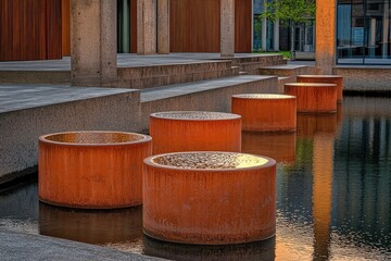Fototapeta premium Modern Architecture with a Water Feature