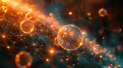Naklejka premium abstract light background Quantum entangled communication device instant global