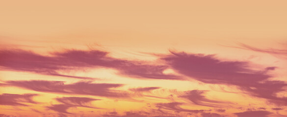 Colorful cloudy sky at sunset. Gradient color. Sky texture. Abstract nature background