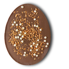 Milk chocolate with salted caramel and rice chips