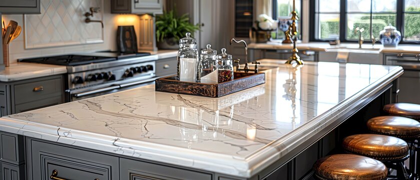 Highquality marble countertop photo, luxurious and contemporary design, perfect lighting