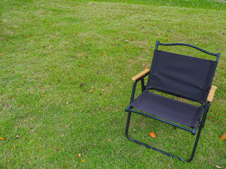 Camping chair on the lawn for a relaxing holiday