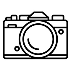 Retro SLR Camera Design - Minimal Camera Icon with Editable Stroke