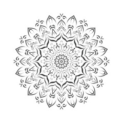 Mandala coloring page design, Circular Pattern Mandala, Oriental Coloring Book Page Practice Paint Print Screen Fabric Textile