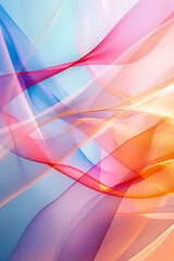Obraz premium Vibrant abstract design with overlapping translucent layers and bright pastel colors, creating a dynamic and energetic composition