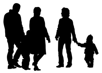 Families with little child on white background