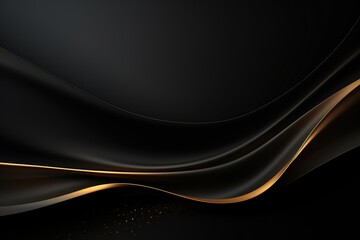 Abstract black and gold wave design.
