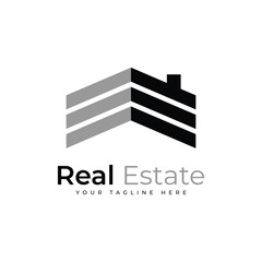 Real Estate Logo, White and Grey Vector Design Illustration