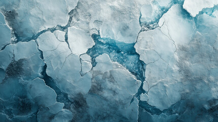 Overhead View of an Abstract Glacier with Deep Crevices