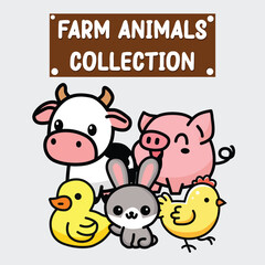 cute farm animals vector illustration graphic