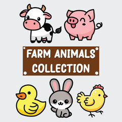 cute farm animals vector illustration graphic