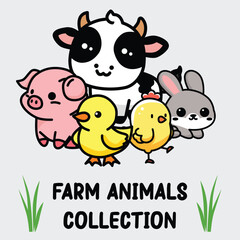 cute farm animals vector illustration graphic