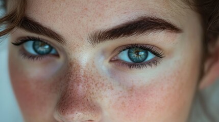 Obraz premium A woman showcasing her naturally thick and bushy eyebrows, embracing her individuality and unique look.