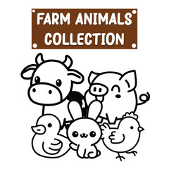 cute farm animals vector illustration graphic