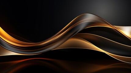 Abstract black and gold waves background.