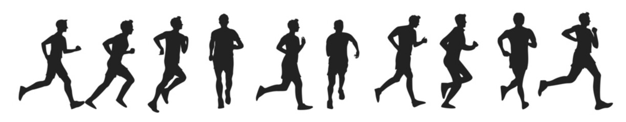 Running sport vector collection in flat style with different styles and shapes, running sport vector flat isolated on white background