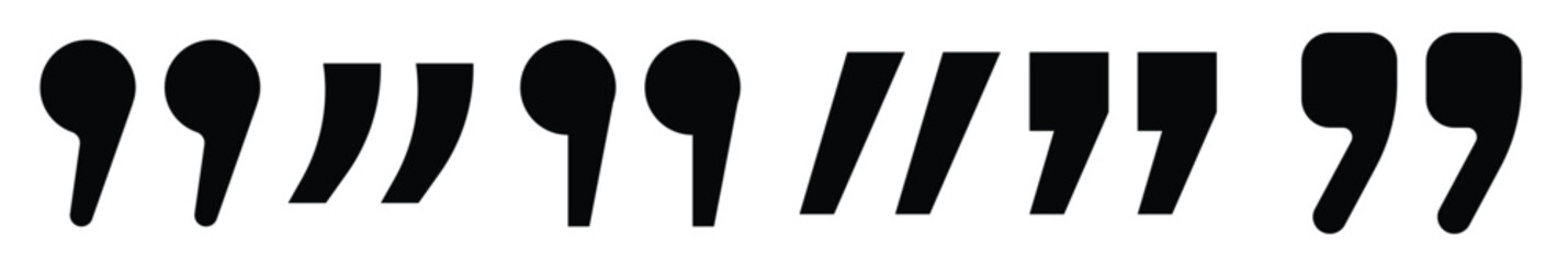 Quotemarks, inverted commas, talking marks set. Talk bubble speech. Black quote mark, quotation flat