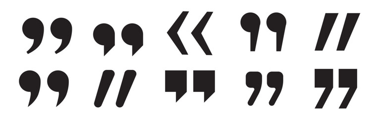 Quotemarks inverted commas talking marks set Talk bubble speech Black quote mark quotation flat 