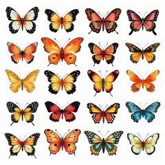 Fototapeta premium Colorful Butterfly Collection Illustration - Aesthetic Nature Art for Design and Decoration