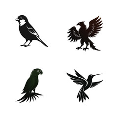 Elegant bird silhouette vector collection.