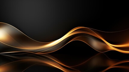 Abstract black background with golden waves.