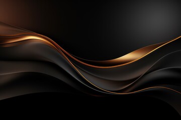 Abstract black and gold waves on a dark background.