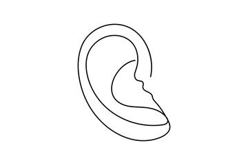 Human ear continuous one line drawing of isolated outline vector icon