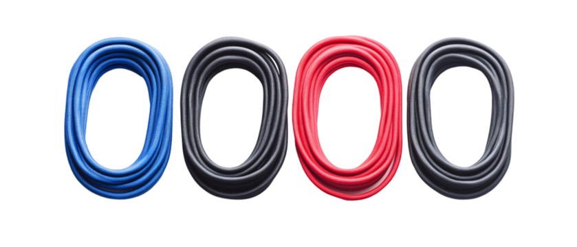 Colorful Coiled Cables Isolated on Black Background