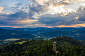 Malnik wschód słońca, Beskid Sądecki, Poland, EU