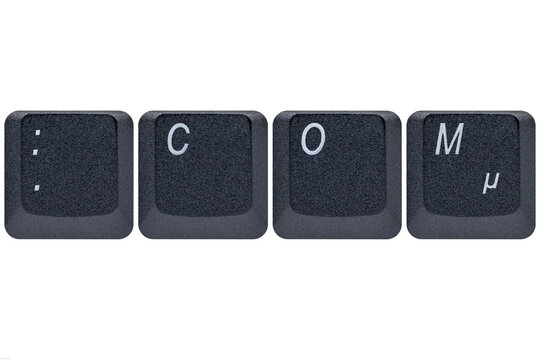 Black keys buttons from a keyboard showing the word dot com