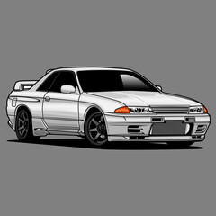 Cartoon Racing Car Vector Illustration. Separated layers, easy to edit in your vector supported software.