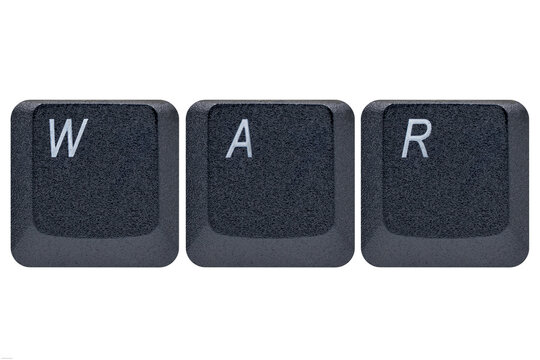 Black keys buttons from a keyboard showing the word WAR