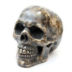 Obraz premium Skull, white background, traces of biological civilization