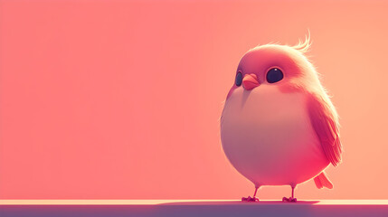 Cute Pink Bird with Copy Space, Perfect for Your Designs